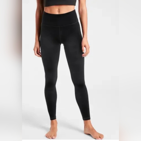 Athleta Elation Black Velvet Tights Soft Stretchy Yoga Leggings Whimsigoth Sz S - Picture 2 of 11